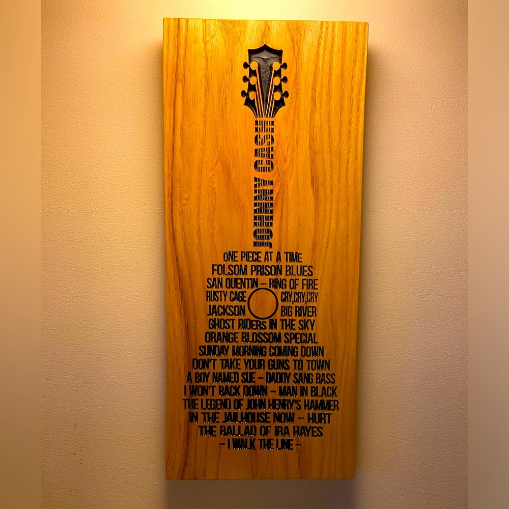 🖤🎶Handcrafted One Of A Kind Wooden Johnny Cash Piece🎶🖤